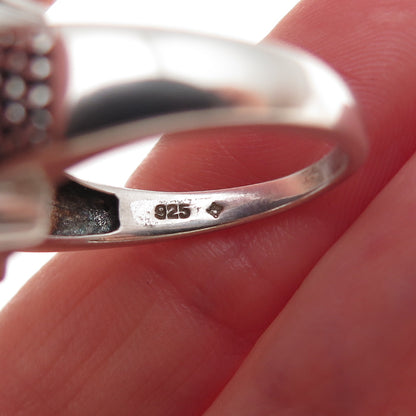 Monica Jain 925 Sterling Silver Real Diamond & London Blue Topaz Ring Size 6.75