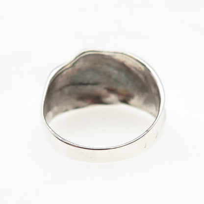 925 Sterling Silver Vintage Modernist Ribbed Ring Size 7