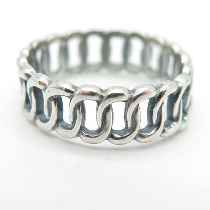 925 Sterling Silver Vintage Interlocked Rolo Link Band Ring Size 6.25