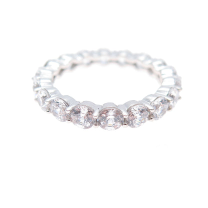 925 Sterling Silver NVDR Round-Cut C Z Eternity Band Ring Size 6