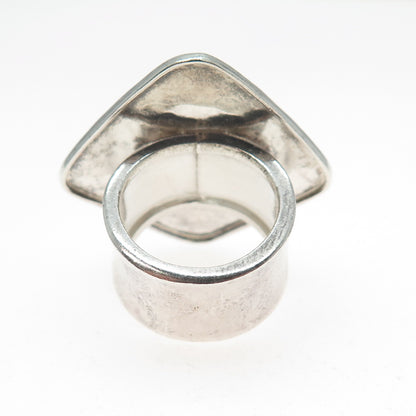 925 Sterling Silver Vintage Modernist Hammered Finish Oxidized Ring Size 6.5