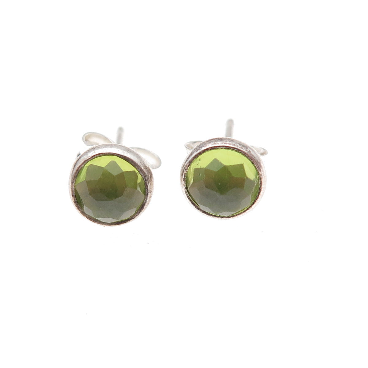 Pandora 925 Sterling Silver Real Peridot August Birthstone Droplet Stud Earrings