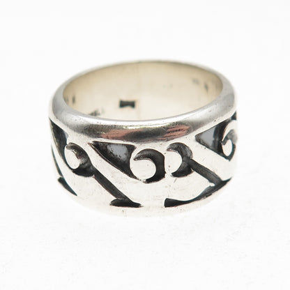925 Sterling Silver Vintage Modernist Oxidized Band Ring Size 8.5