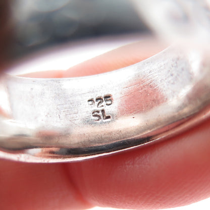 925 Sterling Silver Vintage Modernist Spiral Band Oxidized Ring Size 8.75