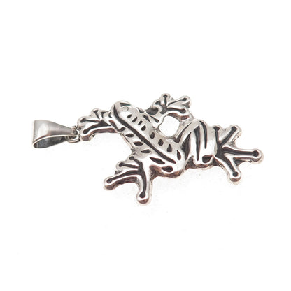 925 Sterling Silver Vintage Frog Good Luck Oxidized Charm Pendant