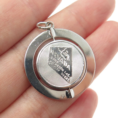 925 Sterling Silver Vintage Las Vegas NV Casino Spinning Charm Pendant