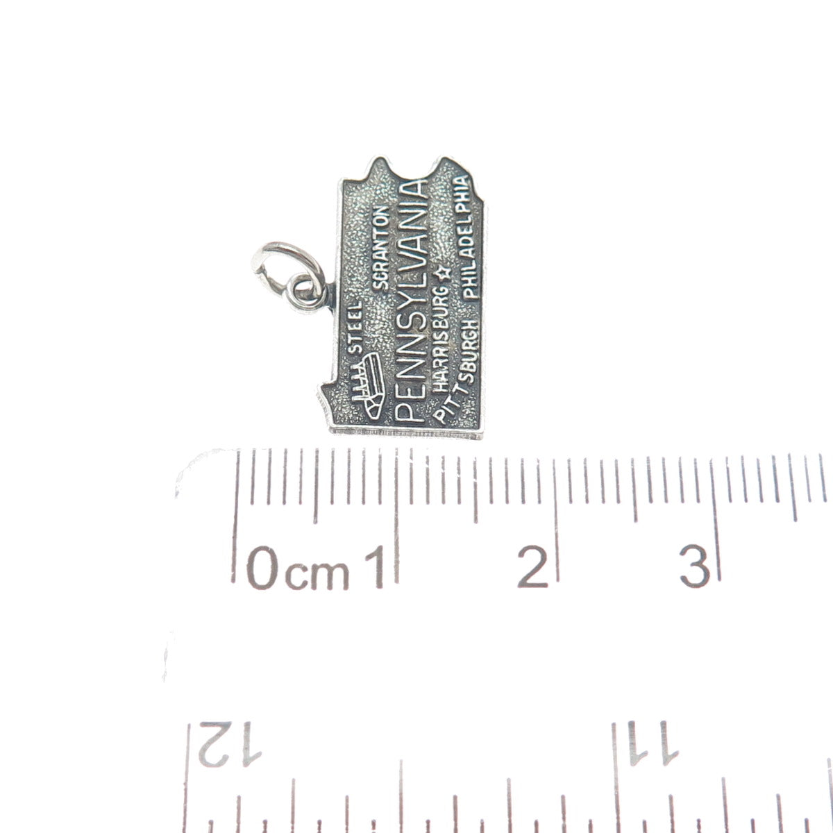 FRENCH & FRANKLIN 925 Sterling Silver Vintage Pennsylvania Oxidized Mini Pendant