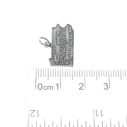 FRENCH & FRANKLIN 925 Sterling Silver Vintage Pennsylvania Oxidized Mini Pendant
