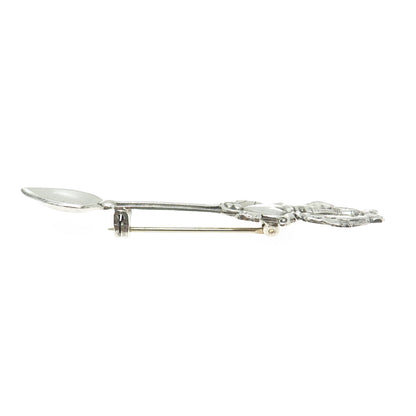 LANG 925 Sterling Silver Antique Art Deco Kissing Couple Salt Spoon Pin Brooch