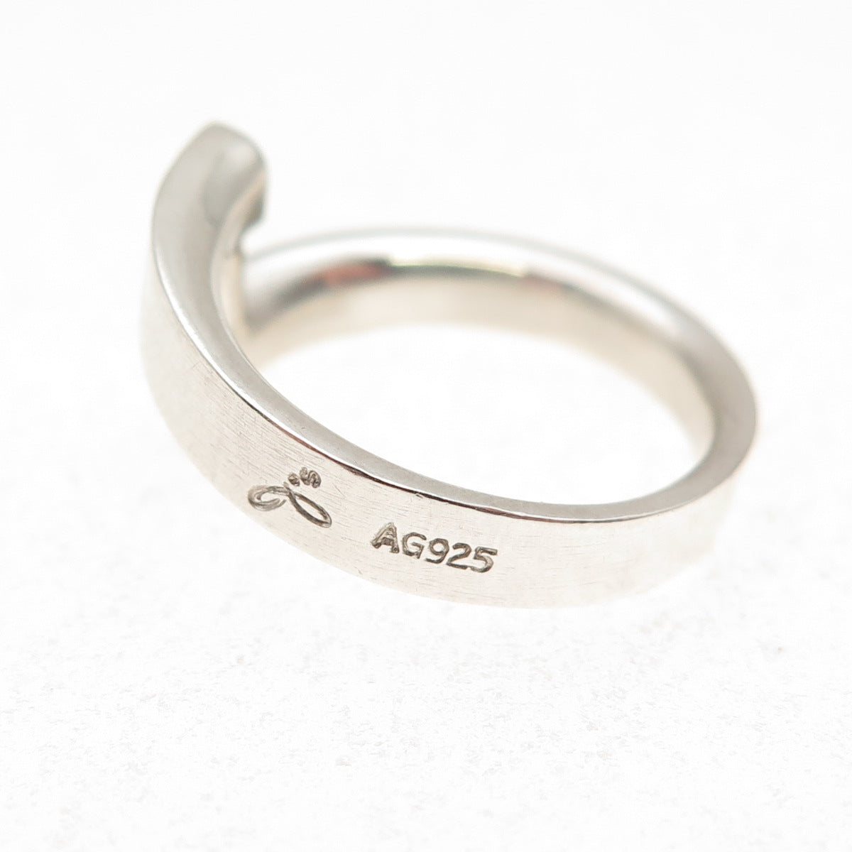 J's Jewelry 925 Sterling Silver Real Round-Cut Diamond Bypass Ring Size 7