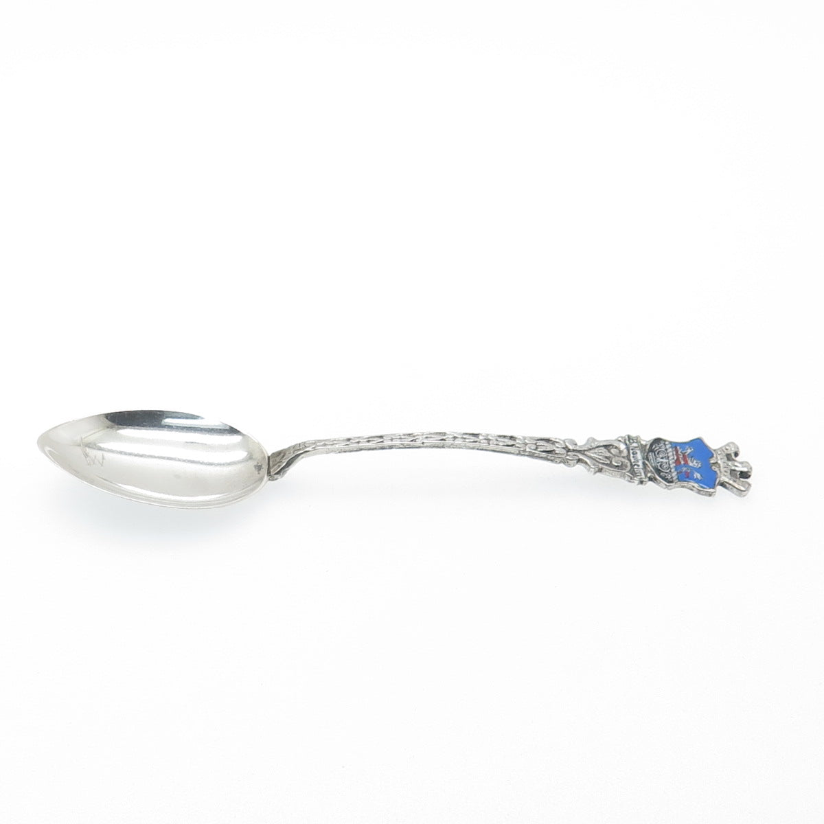 835 Silver Vintage Germany Enamel Bad Nauheim Coat of Arms Coffee Spoon