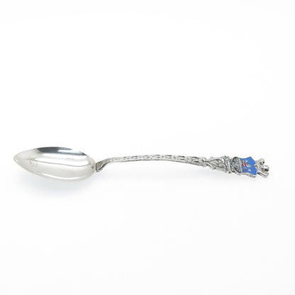 835 Silver Vintage Germany Enamel Bad Nauheim Coat of Arms Coffee Spoon