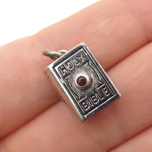 WELLS 925 Sterling Silver Antique Art Deco Stanhope Holy Bible Mini 3D Pendant