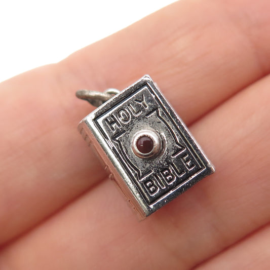 WELLS 925 Sterling Silver Antique Art Deco Stanhope Holy Bible Mini 3D Pendant