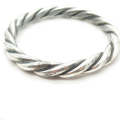 925 Sterling Silver Vintage Twisted Bangle Bracelet 7"