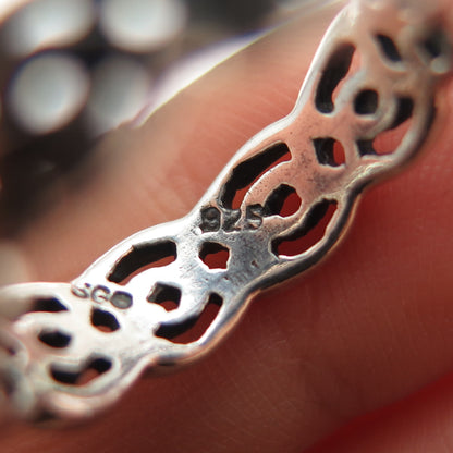SEA GEMS 925 Sterling Silver Vintage Celtic Braided Oxidized Band Ring Size 5.25