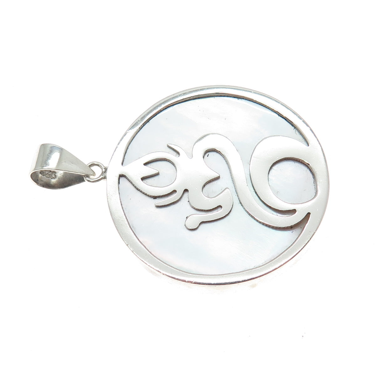 925 Sterling Silver Vintage Real Mother-of-Pearl Buddha Charm Pendant