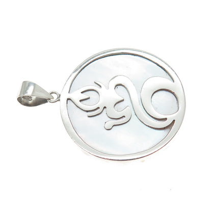 925 Sterling Silver Vintage Real Mother-of-Pearl Buddha Charm Pendant