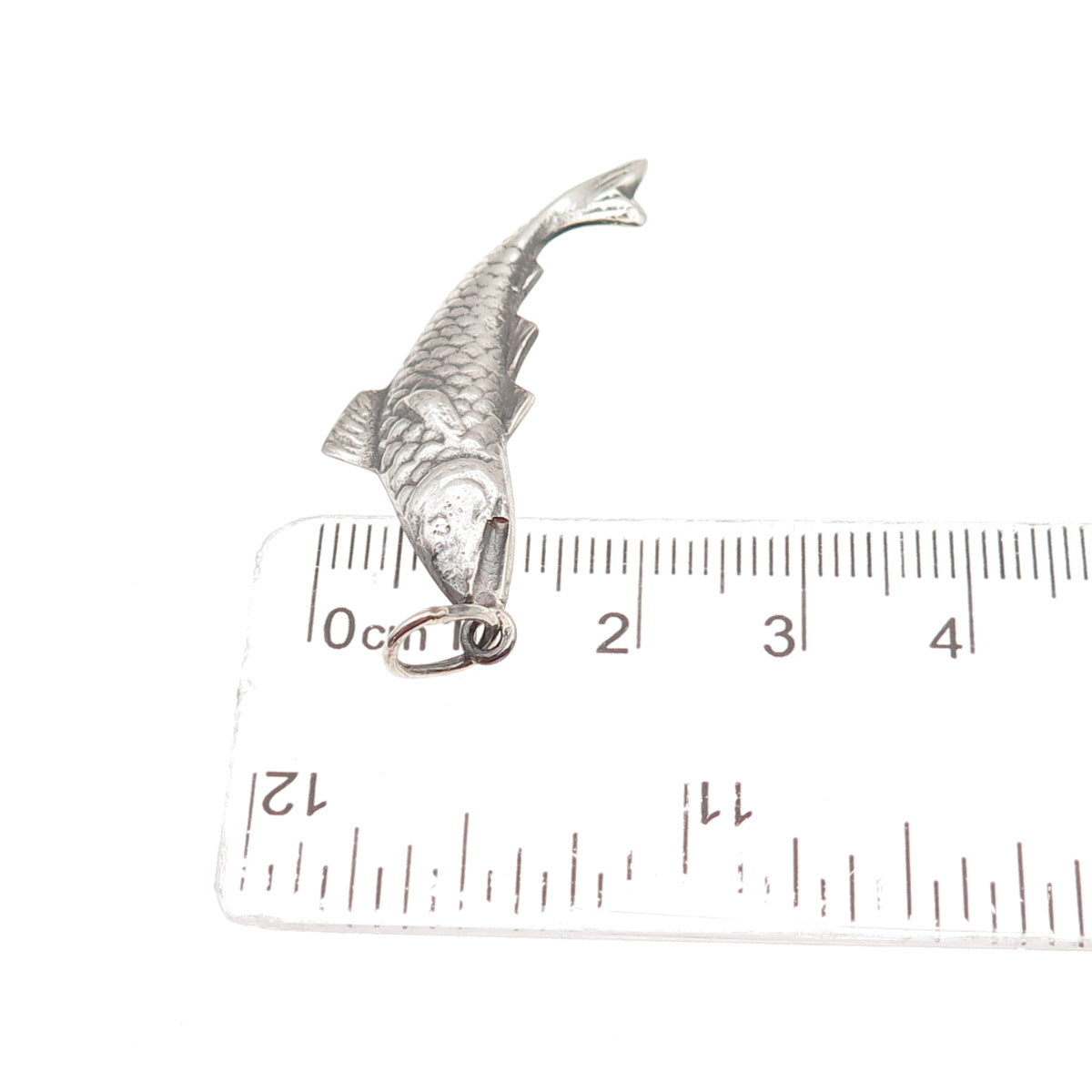 900 Silver Vintage Koi Fish Oxidized Charm Pendant