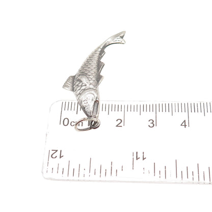 900 Silver Vintage Koi Fish Oxidized Charm Pendant