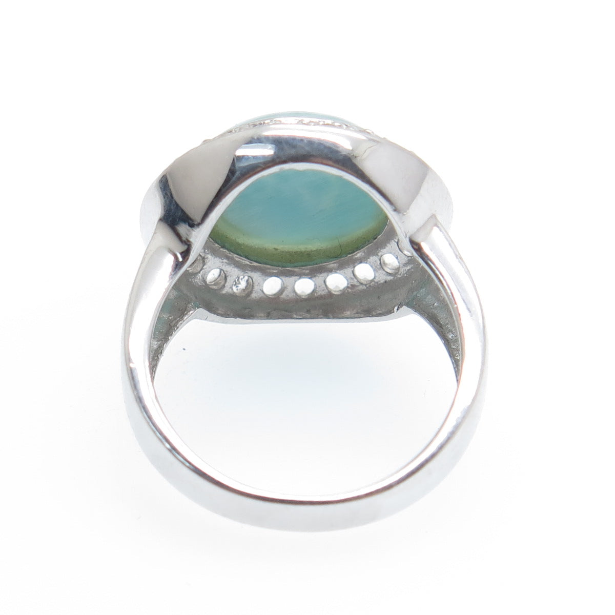 CFJ Collins Fine Jewelry 925 Sterling Vintage Real Larimar Topaz Ring Size 6.25