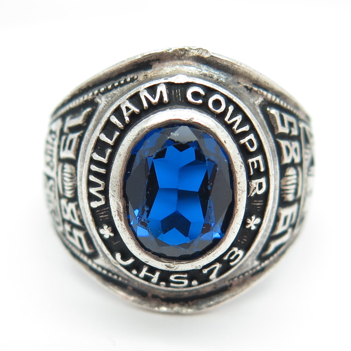 REED 925 Sterling Silver Vintage 1985 Glass William Cowper School 73 Ring Size 9