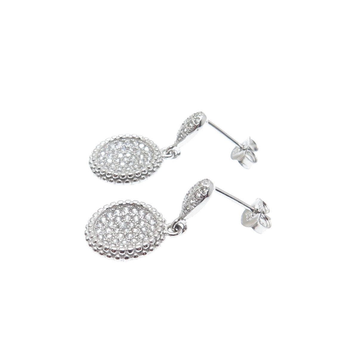 PRIZM 925 Sterling Silver Round-Cut C Z Disc Drop Earrings