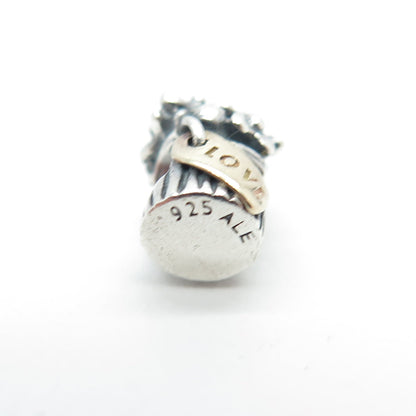 PANDORA 925 Sterling Silver & Gold Love Bouquet Flower Bead Charm