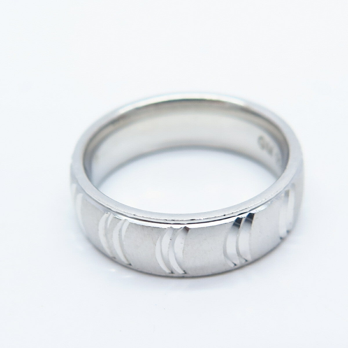 925 Sterling Silver Striped Band Ring Size 5.75