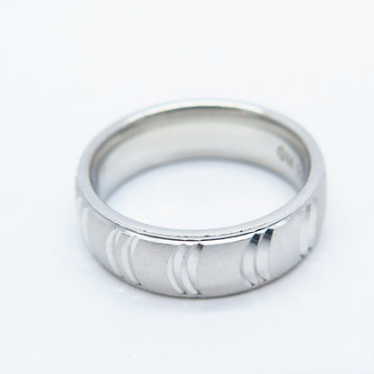 925 Sterling Silver Striped Band Ring Size 5.75