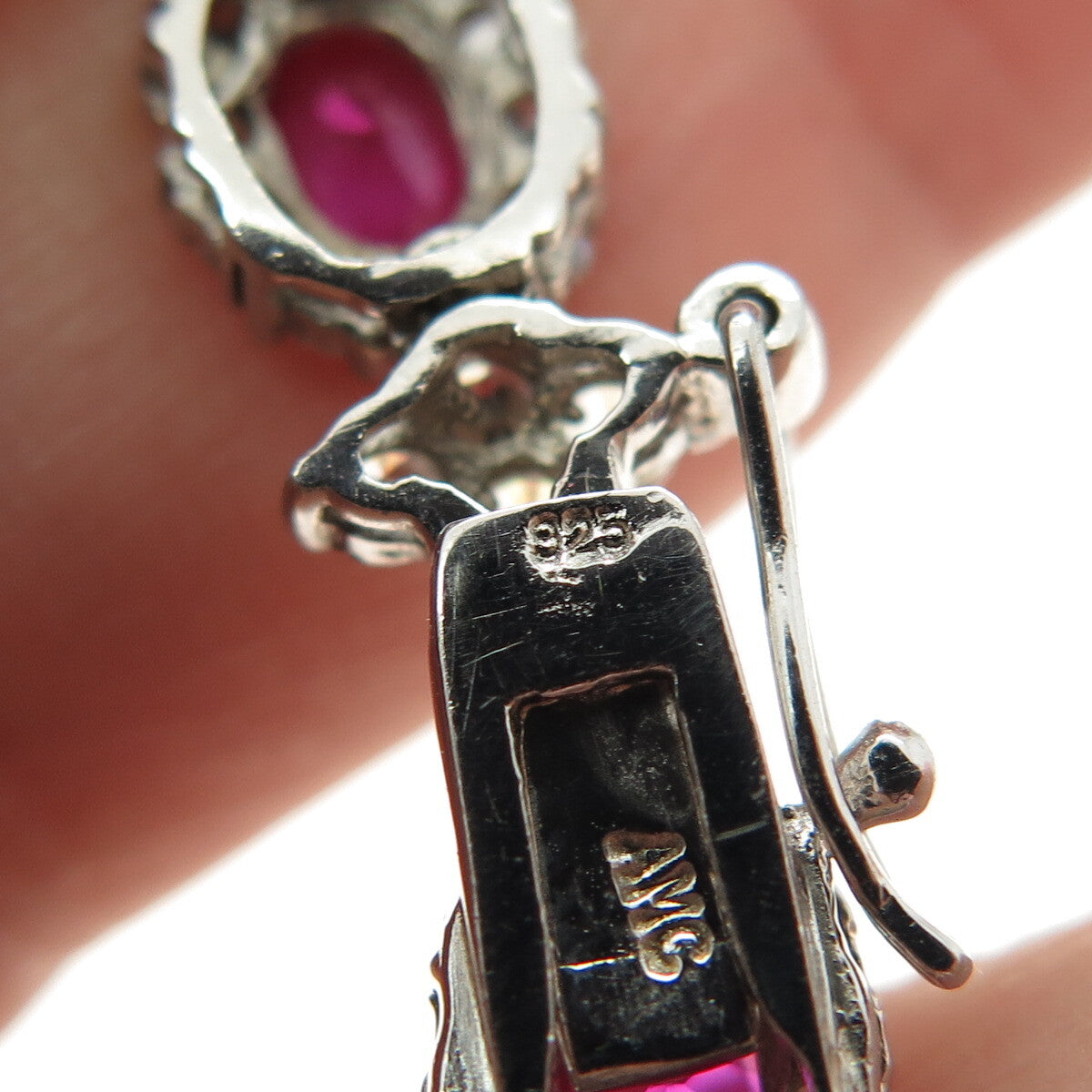 AMC Jewelry Sterling Silver Lab-Created Ruby & C Z Bohemian Chain Necklace 18"