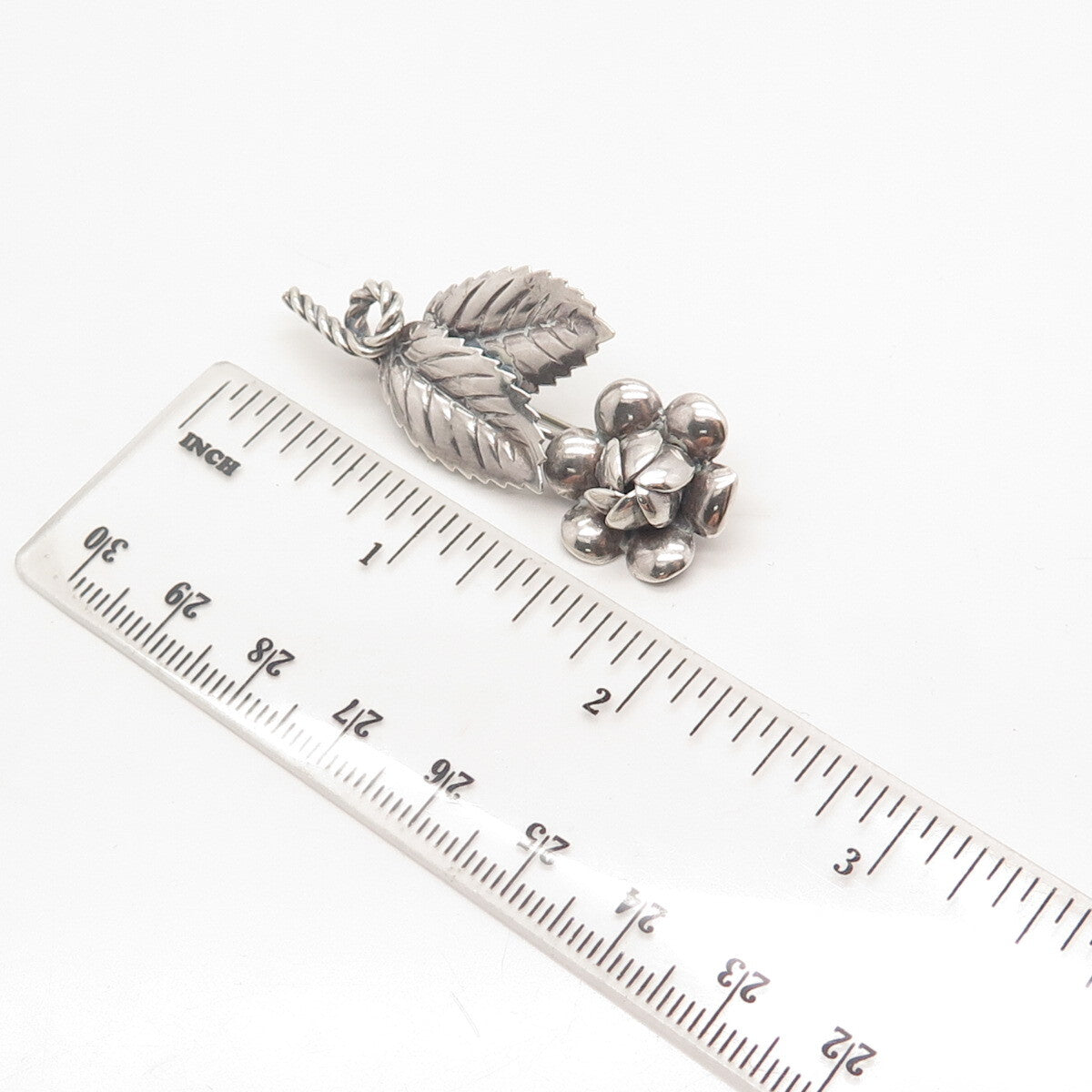 925 Sterling Silver Vintage Floral Leaf Pin Brooch