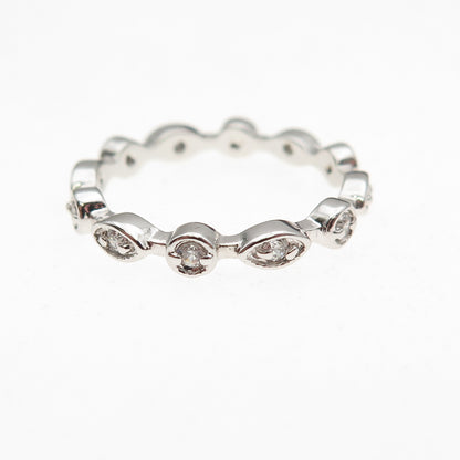925 Sterling Silver Round-Cut C Z All Around Band Ring Size 5.75