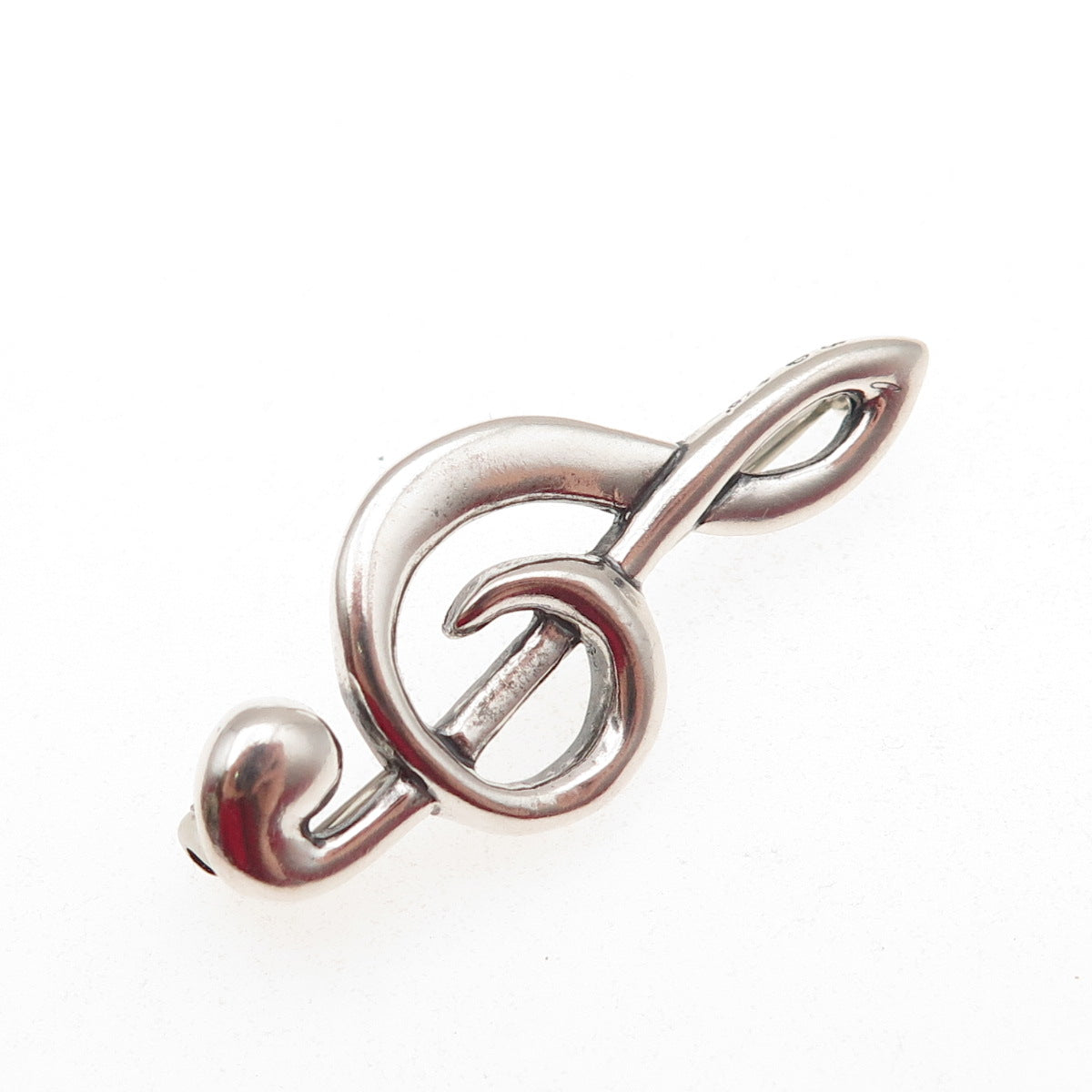 SHUBE 925 Sterling Silver Vintage Treble Clef Oxidized Pin Brooch