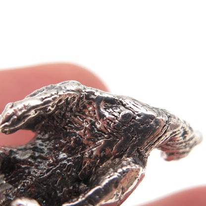 925 Sterling Silver Vintage Collie Dog Hollow Oxidized 3D Charm Pendant
