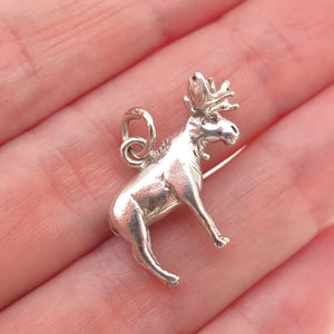 925 Sterling Silver Vintage Moose 3D Mini Charm Pendant