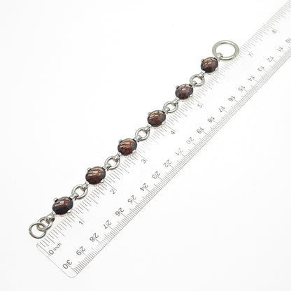 JORG HAMMER 925 Sterling Silver Vintage Smoky C Z Station Link Bracelet 6.5"