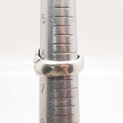 925 Sterling Silver Vintage Ribbed Wide Ring Size 6.5