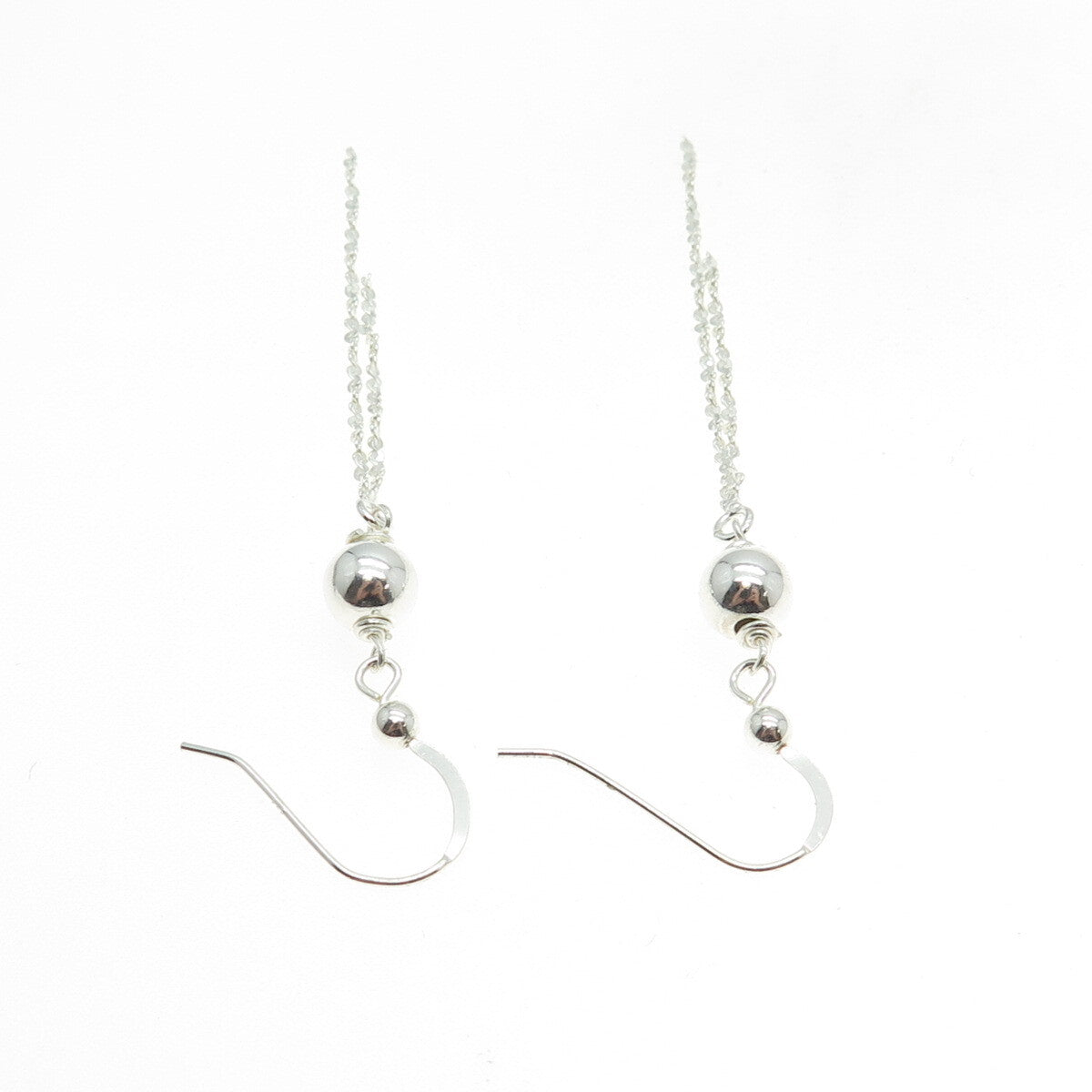 925 Sterling Silver Ball Tassel Dangle Earrings
