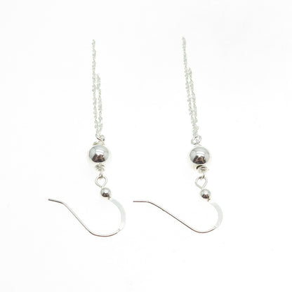 925 Sterling Silver Ball Tassel Dangle Earrings