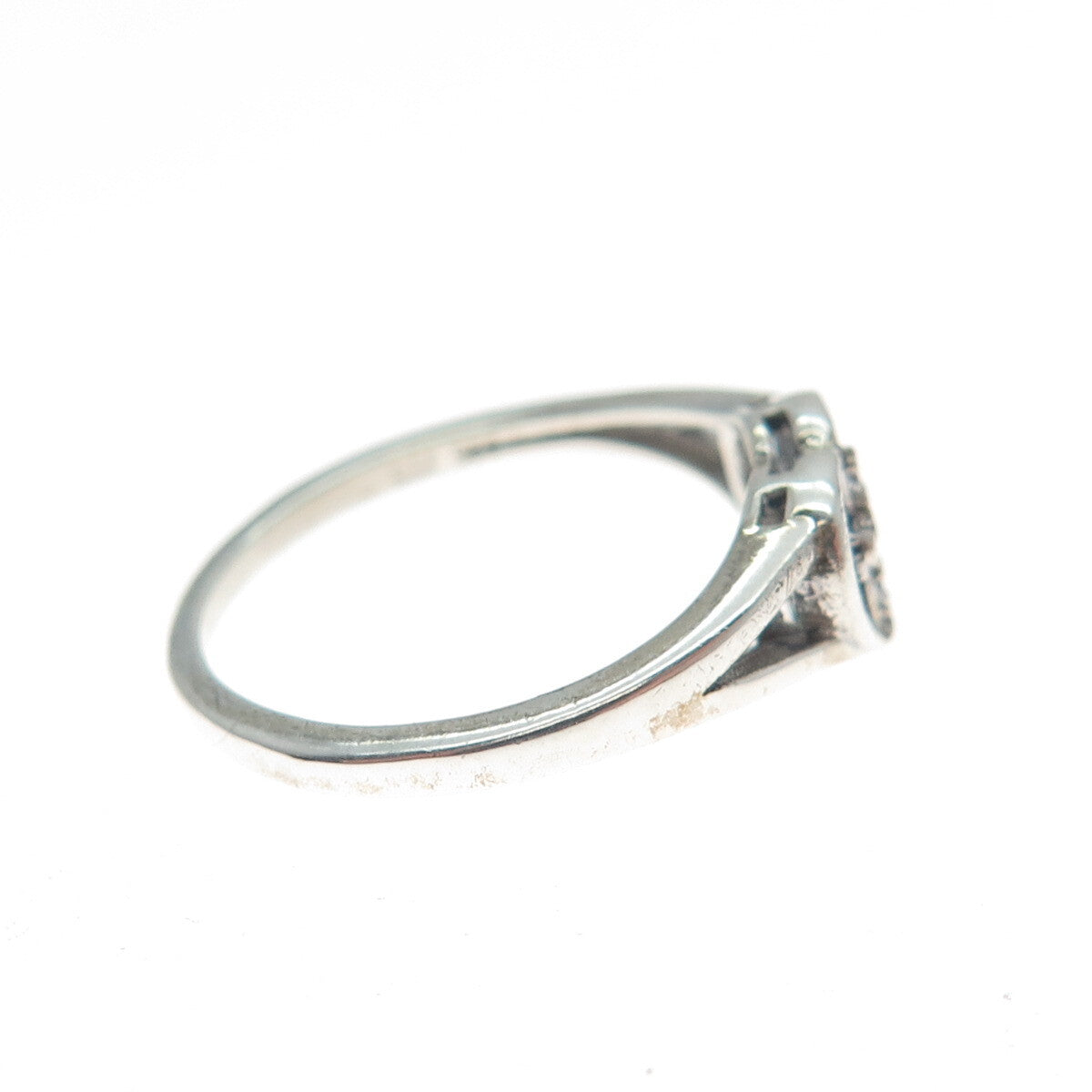925 Sterling Silver Round-Cut C Z Heart Cross Ring Size 4.25