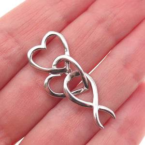 925 Sterling Silver Interlocked Couple Heart Slide Charm Pendant