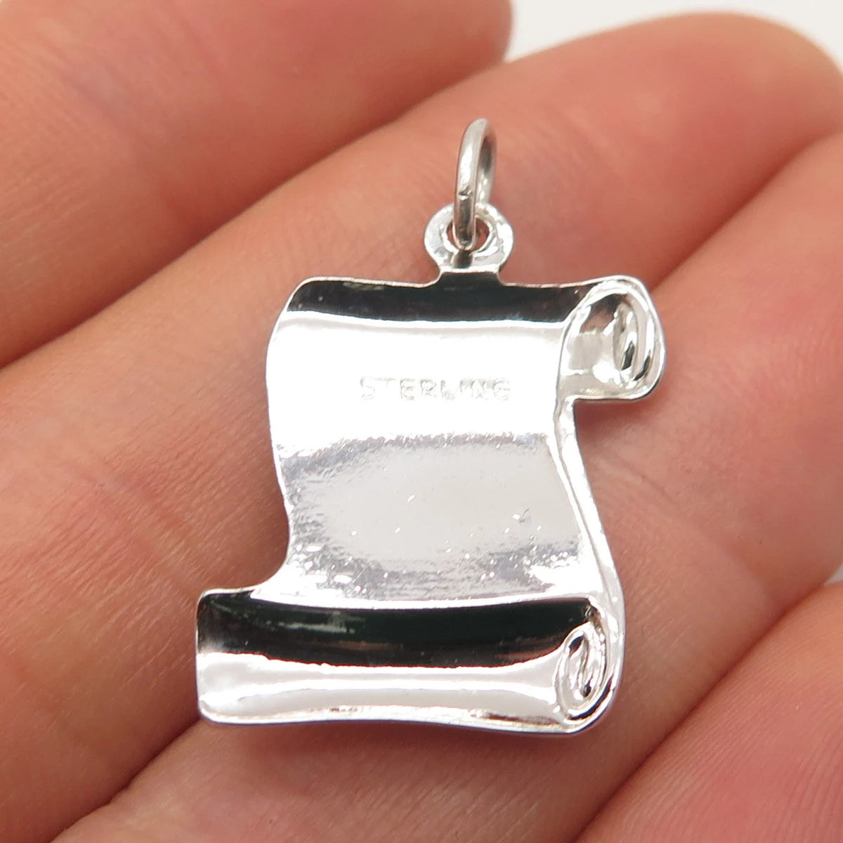 925 Sterling Silver Vintage Enamel "Diploma" Pendant