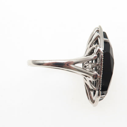 ALWAND VAHAN 925 Sterling Silver Real White Diamond & Black Spinel Ring Size 7