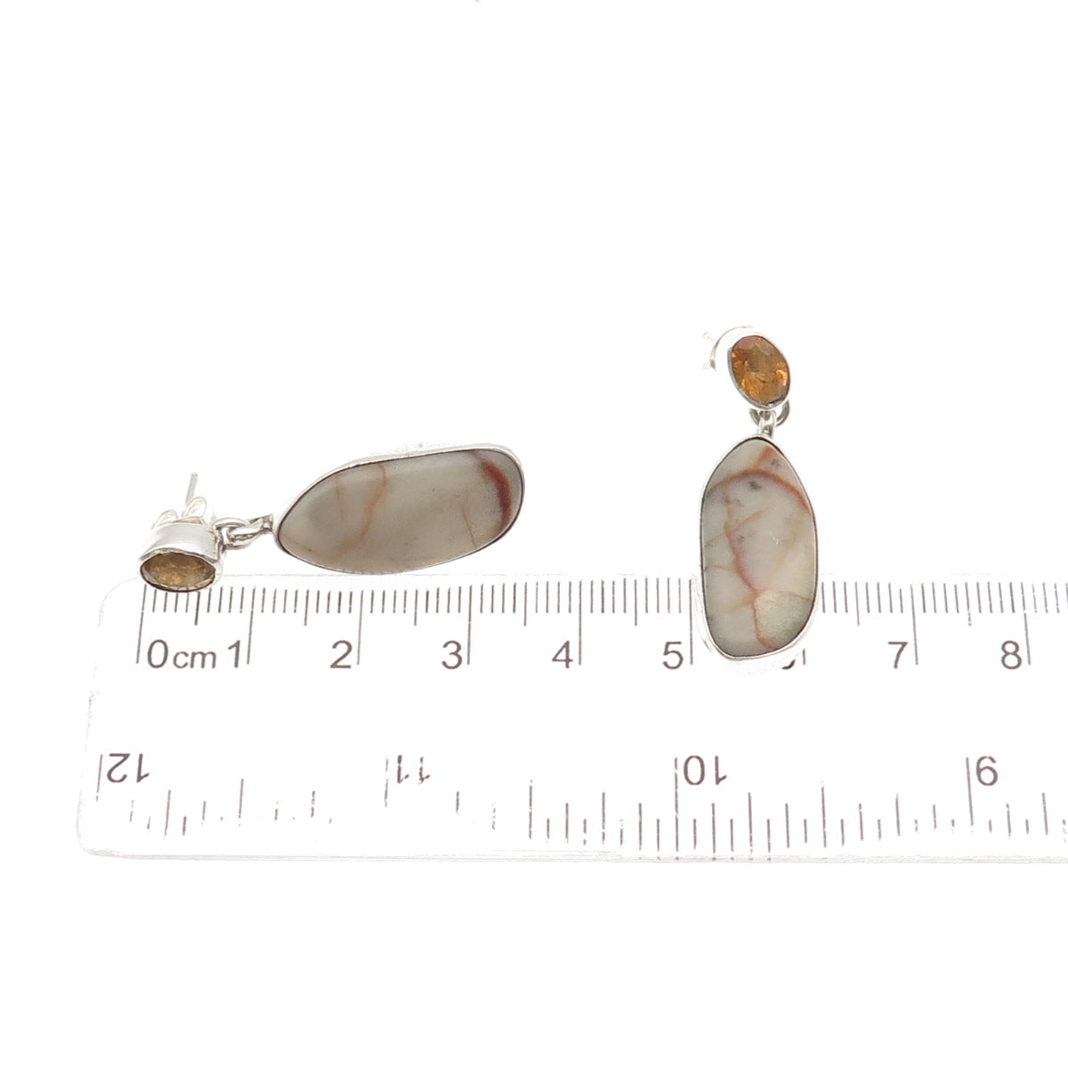 Geneva Apachito Navajo Old Pawn Sterling Silver Vintage Jasper Citrine Earrings