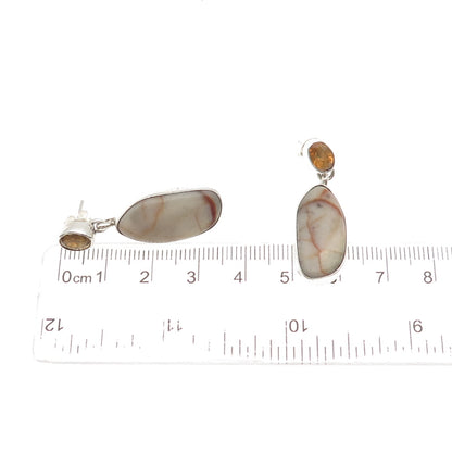 Geneva Apachito Navajo Old Pawn Sterling Silver Vintage Jasper Citrine Earrings