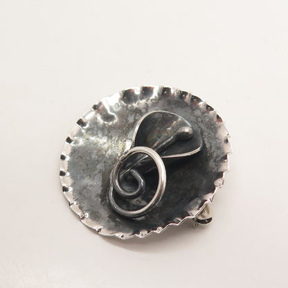 925 Sterling Silver Vintage Lily Floral Pin Brooch