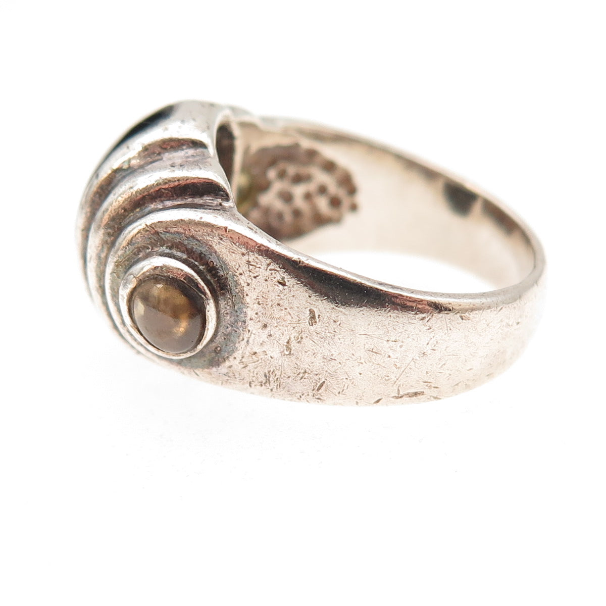 925 Sterling Silver Vintage Real Black Onyx Modernist Oxidized Ring Size 6.5