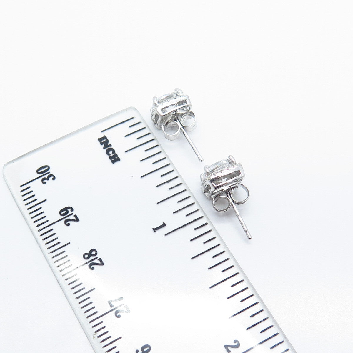 925 Sterling Silver Pave C Z Stud Earrings