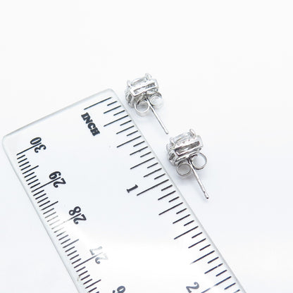925 Sterling Silver Pave C Z Stud Earrings
